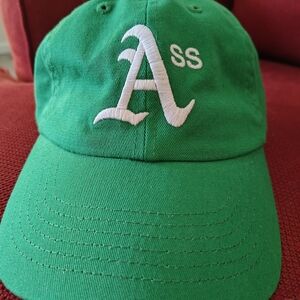 Ass Hat Green Baseball Cap 6-Panel Unstructured White Embroidery